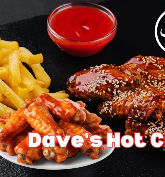 image of Dave's Hot Chicken, with sauces and fries